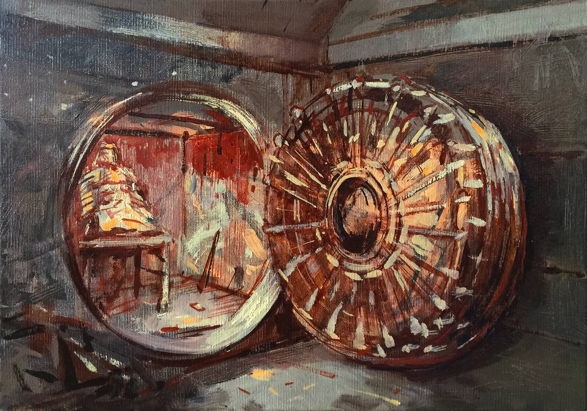 Coşkun Sami, "The Vault", 2015. Tuval üzerine yağlı boya, 50 x 35 cm. Coşkun Sami, "Kasa", 2015. Tuval üzerine yağlı boya, 50 x 35 cm.